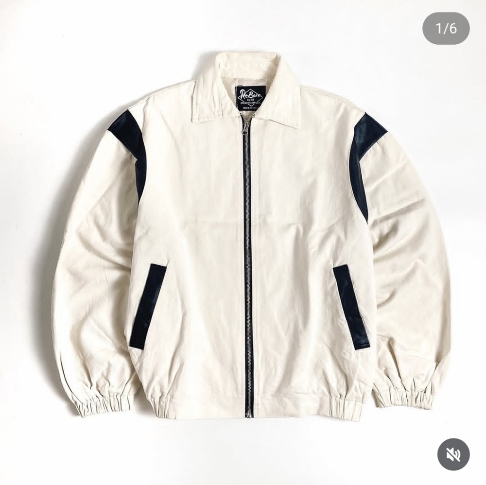 NWT ReBorn Cream & Black Jacket with Zipper